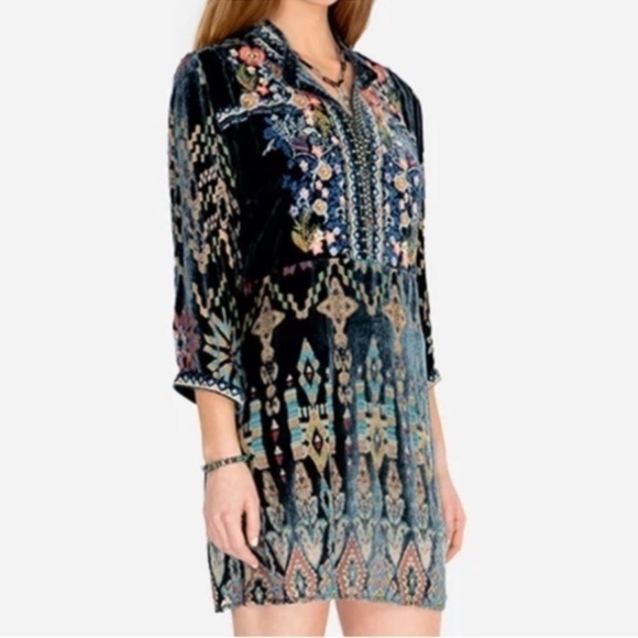 Johnny Was Multicolor Laurelie silk velvet burn out xs Dress $409 - Picture 2 of 5